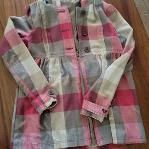 Roxy Hooded Babydoll Jacket Pink Plaid